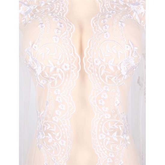 Delicate Lace Evening Gown Pure White