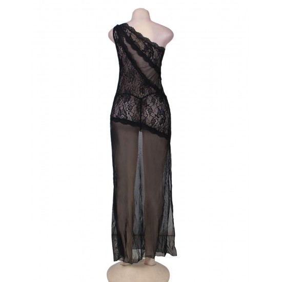 Black Lace Asymmetrical Gown