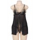 Black Sheer Mesh Babydoll Lingerie Set