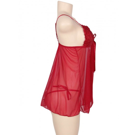 Red Plus Size Elegant Babydoll