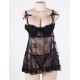 Sexy Black Lace Mesh Babydoll Dress Nightwear