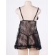 Black Scalloped Lace Ruffle Decor Plus Size Babydoll