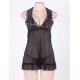 Black Lace Top Plus Size Open Back Babydoll