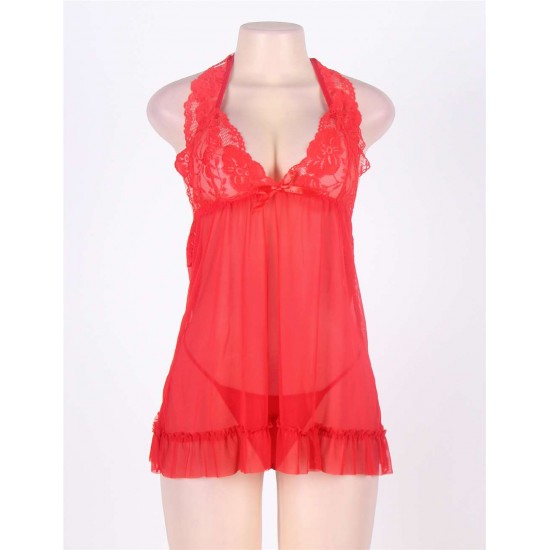 Romantic Red Open Back Flare Lingerie