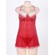 Stretch Lace Camisole Babydoll In Sheer Red