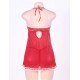 Stretch Lace Camisole Babydoll In Sheer Red