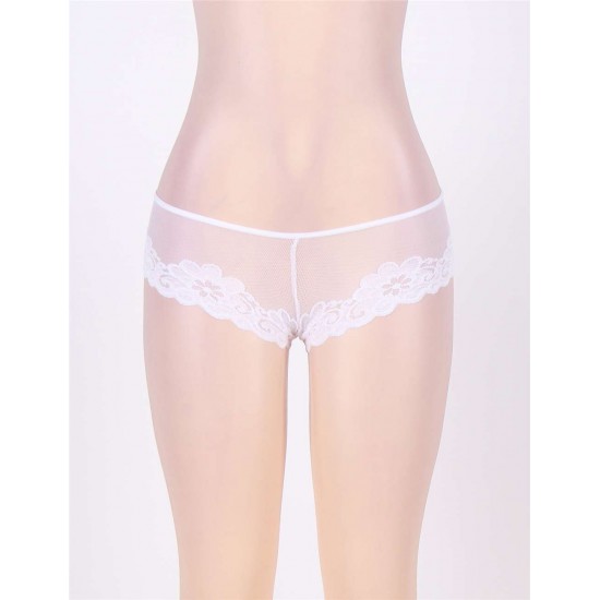 White Floral Lace Mesh Sexy Panty