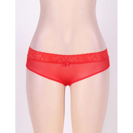 Plus Size Sexy Holiday Peek A Boo Back Mesh Crotchless Valentines Panty