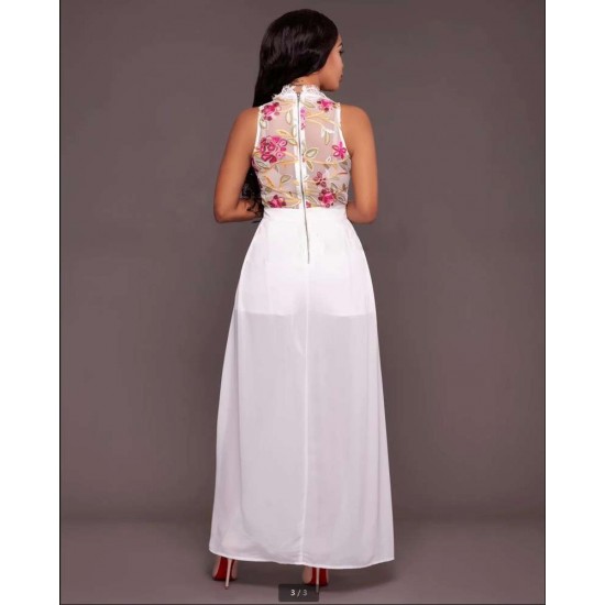 Pure White Embroidery Fantasy Dress for Lady