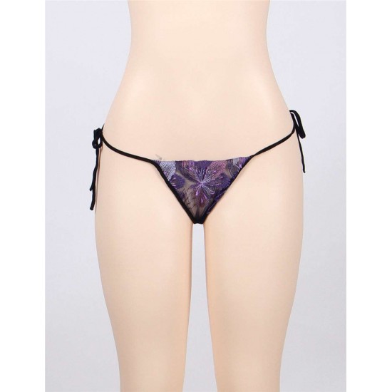 Plus Size Lacing Embroidery Panty