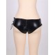 Plus Size Black Open Crotch Leather Panty