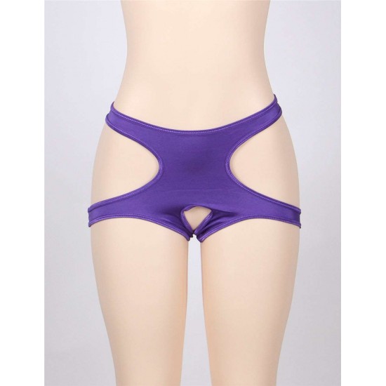 Sexy Cut Out Purple Open Crotch Panty