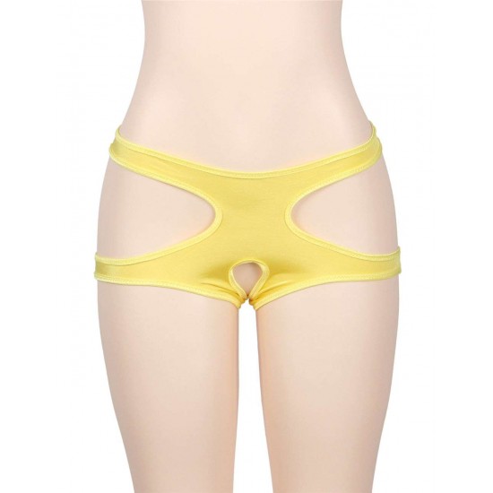 Sexy Yellow Open Crotch Cut Out Panty