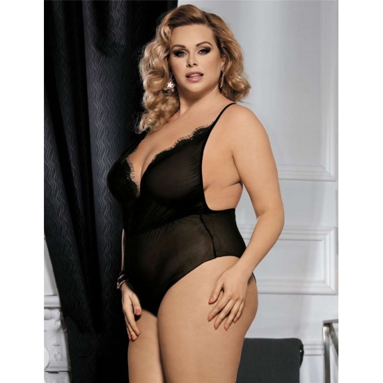 Plus Size Black After Dark Chiffon Teddy