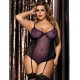 Purple Poetical Plus Size Teddy With Garter