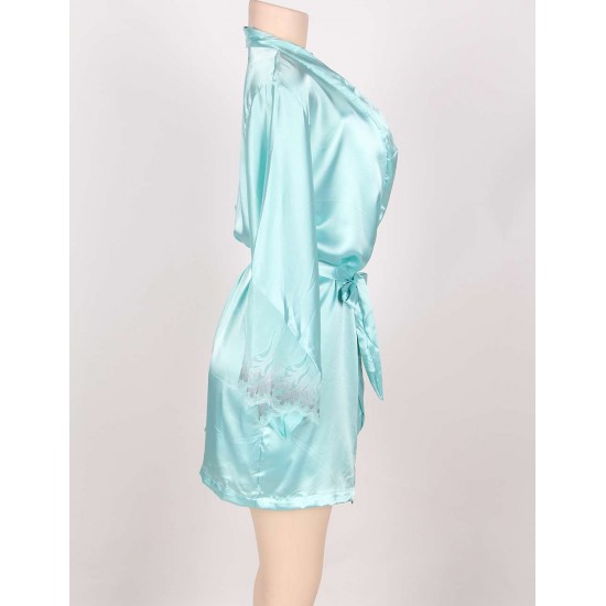 Two-Piece Satin Mint Green Sleepwear