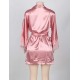 Two-Piece Satin Pink Belted Sleepwear