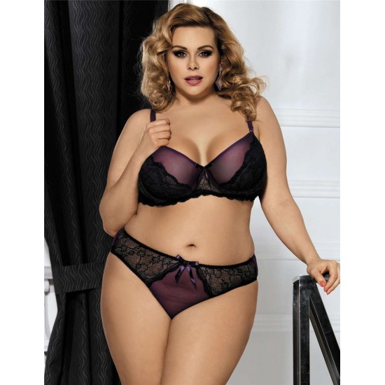 Plus Size Naughty Purple Bra Set