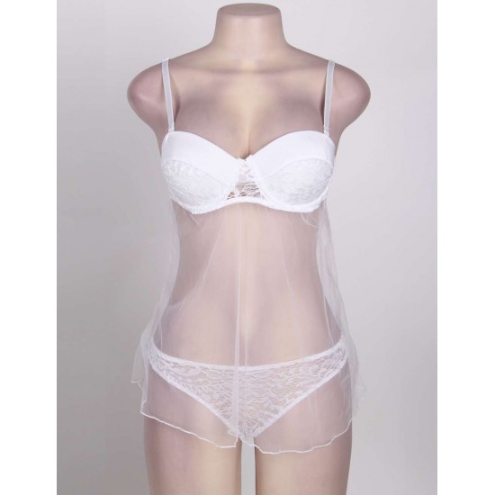 White Transparent Gauze Babydoll