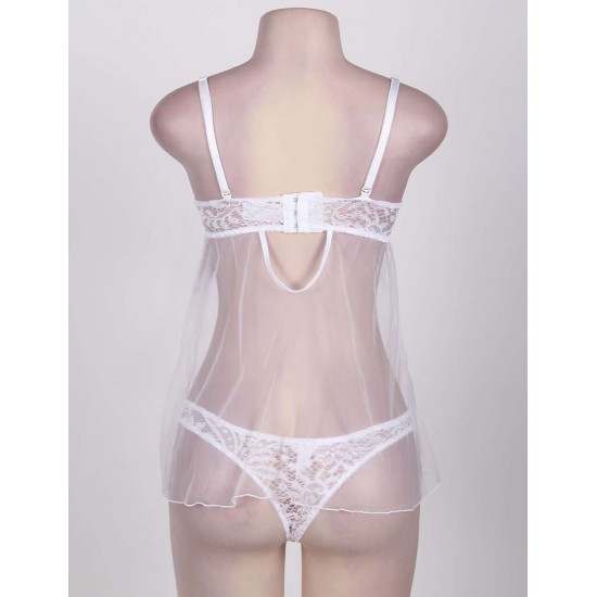 White Transparent Gauze Babydoll