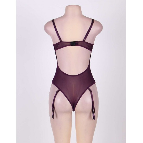 Poetical Purple Erotic Teddy Lingerie