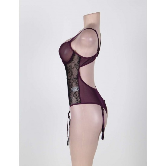 Poetical Purple Erotic Teddy Lingerie