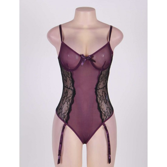 Poetical Purple Erotic Teddy Lingerie