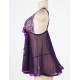 Purple Sheer Lace Babydoll With Open Back