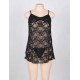 Black Plus Size Sheer Lace Dress With G String 