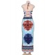 Light Blue African Pattern Low Back Halter Long Dress