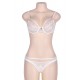 White Eyelash Lace Girdle  2pcs Bra Set