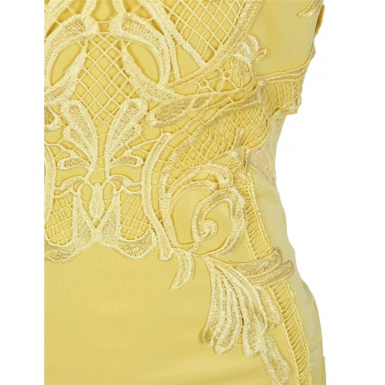 Elegant Yellow Deluxe Decals Fashion Dress