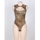 Semi Sheer Gold Decor Peep-Hole Bodysuit