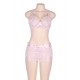 2pc Eyelash Underwire Bra And Skirt Set