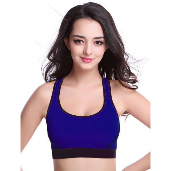 Blue elastic sport bra