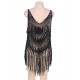 Black Knitted Hollow Out Cool Fringe Beachwear