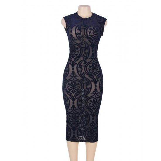 Dark Blue Elegant Bodycon Fashion Slim Dress