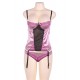 Purplish Red Deluxe Satin Lace Stitching Bustier