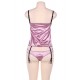 Purplish Red Deluxe Satin Lace Stitching Bustier