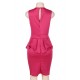 Rosy Bar Trim Peplum Pleated Sleeveless Dress