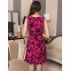 Print rose pink fashion dress