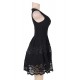 Lace Mesh Sleeveless Pleated Black Skater Dress