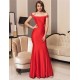 Red Gorgeous Off Shoulder Embroidery Evening Dress