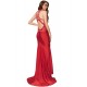 High Neck Red Embroidery Flower Backless Party Dress