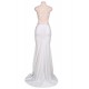 Embroidery Sleeveless High Neck Backless White Party Gown