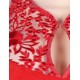 High Neck Red Embroidery Flower Backless Party Dress