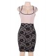 Fashion Black Floral Lace Stitching Boat Neck Dress