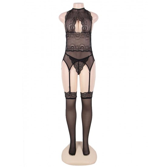 Luxurious lace bustier set with stocking