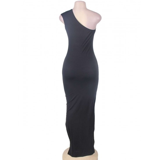 Black One Shoulder Plus Size Dress Wholesale