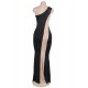 Plus Size Black And Nude One Shoulder Maxi Dress